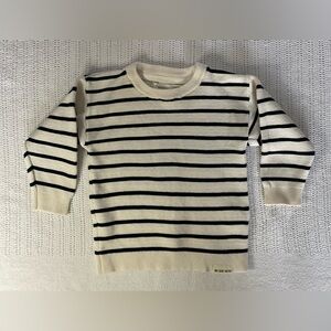 Blue and Cream Striped Sweater with Crew Neck